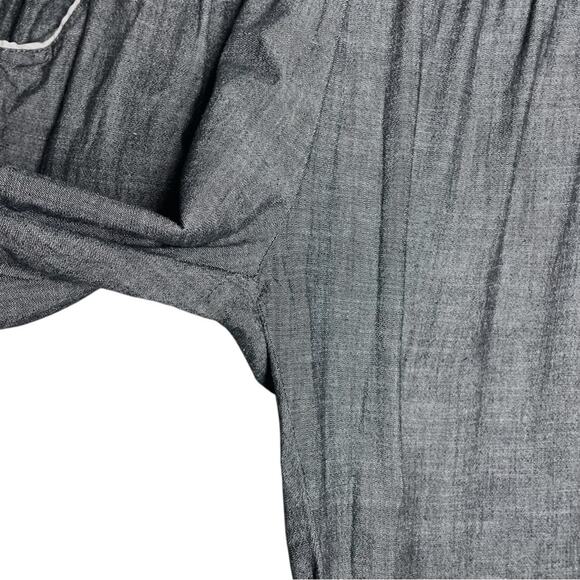Maison Du Soir Charcoal Gray Black Cotton Lobg Sleeve Button Up Pajama Set Small - Picture 12 of 14